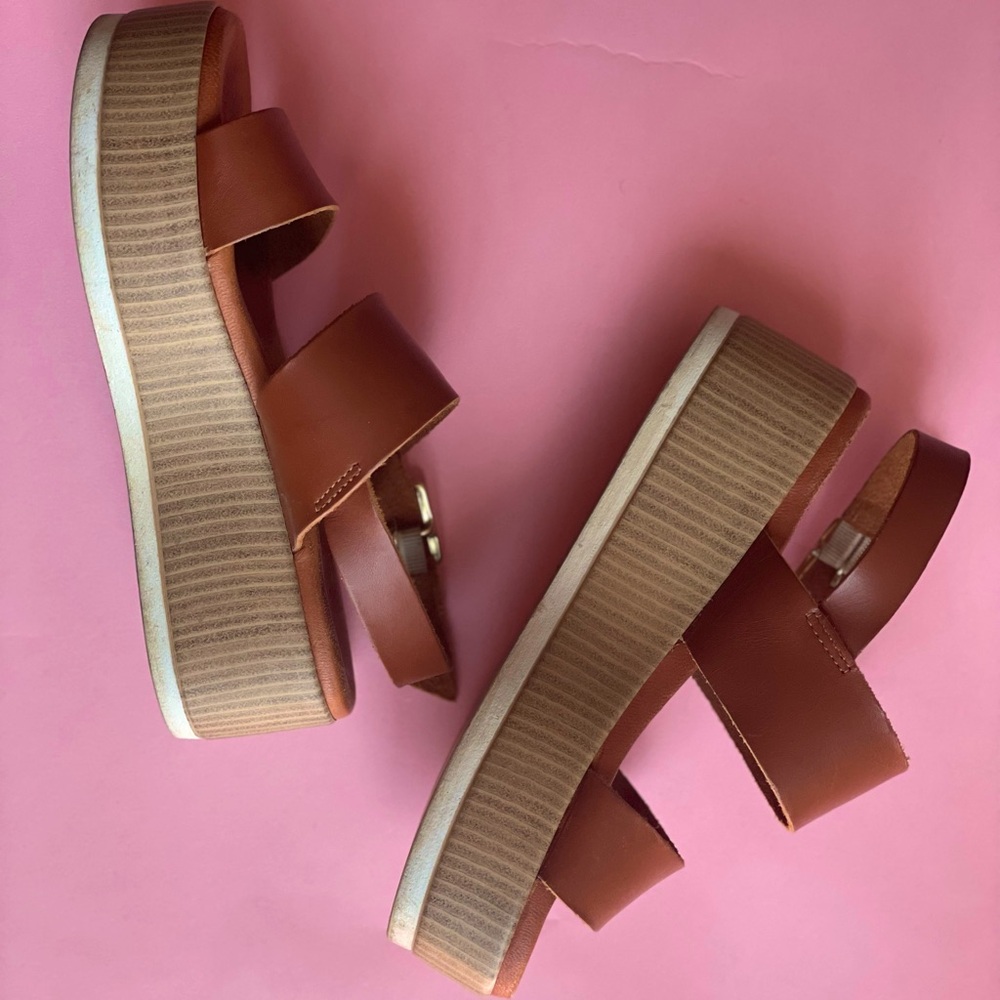 JONAK brown leather platform sandals